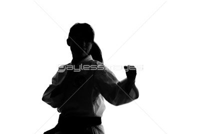 少林寺拳法をする女性のシルエット 商用利用可能な写真素材 イラスト素材ならストックフォトの定額制ペイレスイメージズ