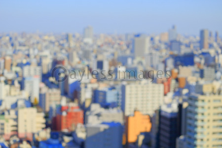 ソフトフォーカスの東京都心の街並み 背景素材 ストックフォトの定額制ペイレスイメージズ