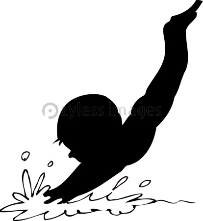 クロールで泳ぐ人のシルエット ストックフォトの定額制ペイレスイメージズ