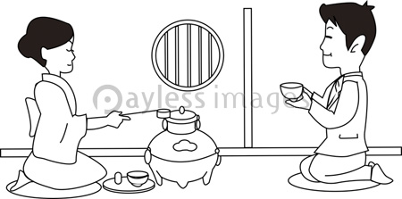 茶道のシルエット ストックフォトの定額制ペイレスイメージズ