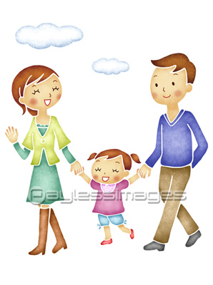 子供と散歩する夫婦 ストックフォトの定額制ペイレスイメージズ