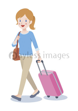 スーツケースを持っている女性 商用利用可能な写真素材 イラスト素材ならストックフォトの定額制ペイレスイメージズ