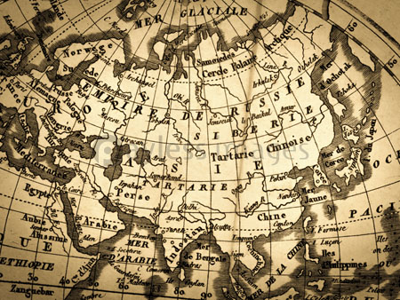 アンティークの世界地図 ユーラシア大陸 ストックフォトの定額制ペイレスイメージズ