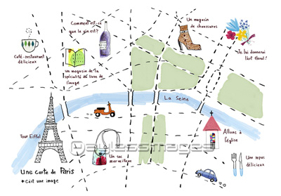 パリの絵地図 商用利用可能な写真素材 イラスト素材ならストックフォトの定額制ペイレスイメージズ
