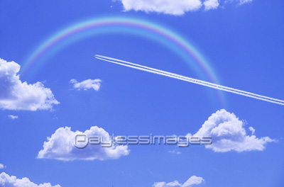 花の島 元のイラスト 飛行機雲