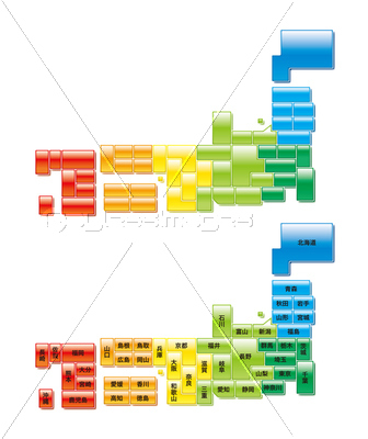 カラフルでシンプルな日本地図 ストックフォトの定額制ペイレスイメージズ