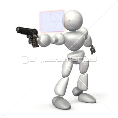 銃を構えるロボットを表す3dcgイラスト 商用利用可能な写真素材 イラスト素材ならストックフォトの定額制ペイレスイメージズ