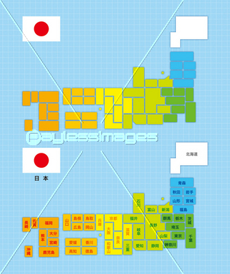 ドットの日本地図ネオン ストックフォトの定額制ペイレスイメージズ