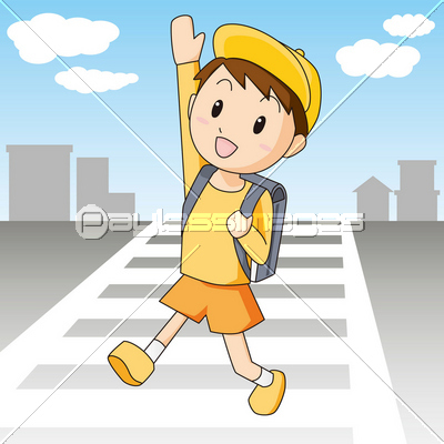 横断歩道を渡る子供 イラスト 素材 ベクター ストックフォトの定額制ペイレスイメージズ