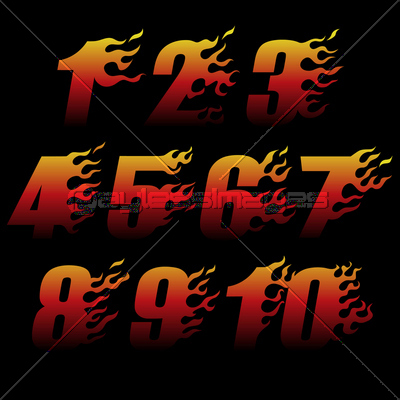 炎数字 商用利用可能な写真素材 イラスト素材ならストックフォトの定額制ペイレスイメージズ