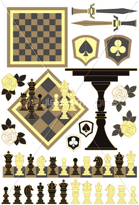 チェスピースチェスボードチェスセット イラスト素材集 ストックフォトの定額制ペイレスイメージズ