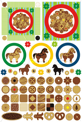 お菓子 かわいいクッキーとお皿 アイコンワンポイントイラスト素材集 ストックフォトの定額制ペイレスイメージズ