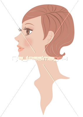 女性 顔 横顔 イラスト ストックフォトの定額制ペイレスイメージズ