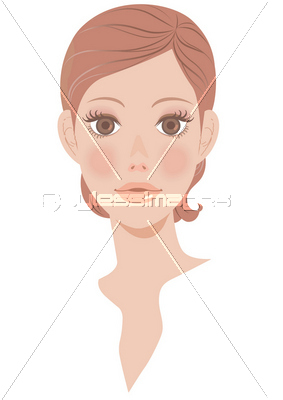 女性 顔 正面 イラスト ストックフォトの定額制ペイレスイメージズ