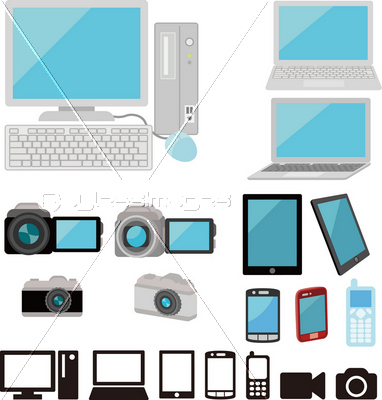 身近な電子機器とアイコン 商用利用可能な写真素材 イラスト素材ならストックフォトの定額制ペイレスイメージズ