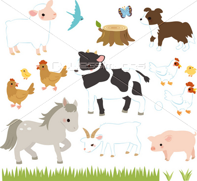 牧場の牛 豚 鶏と動物たち ストックフォトの定額制ペイレスイメージズ