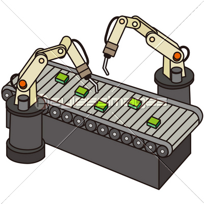 産業用ロボットとベルトコンベア 商用利用可能な写真素材 イラスト素材ならストックフォトの定額制ペイレスイメージズ