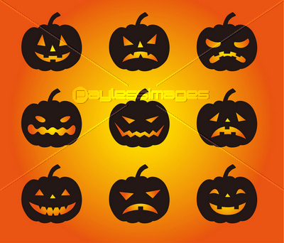 ハロウィーン いろいろな表情のかぼちゃシルエット 商用利用可能な写真素材 イラスト素材ならストックフォトの定額制ペイレスイメージズ
