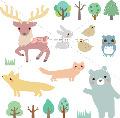 動物たちと森の木々 商用利用可能な写真素材 イラスト素材ならストックフォトの定額制ペイレスイメージズ