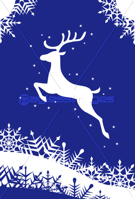 トナカイと雪の結晶クリスマスイラスト ストックフォトの定額制ペイレスイメージズ