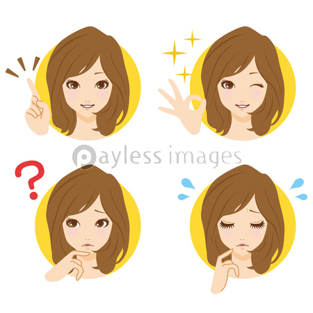 女性 表情 イラスト 商用利用可能な写真素材 イラスト素材ならストックフォトの定額制ペイレスイメージズ