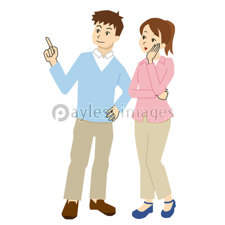 男性が指さす若いカップル 商用利用可能な写真素材 イラスト素材ならストックフォトの定額制ペイレスイメージズ