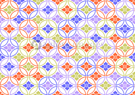 和柄パターン 七宝花菱 カラフル ストックフォトの定額制ペイレスイメージズ