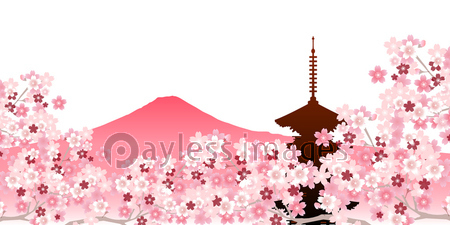 桜 富士山 春 背景 商用利用可能な写真素材 イラスト素材ならストックフォトの定額制ペイレスイメージズ