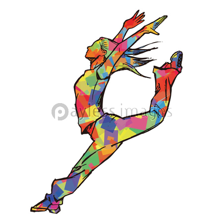 女性ダンサーのスケッチ風 ブルー ストックフォトの定額制ペイレスイメージズ