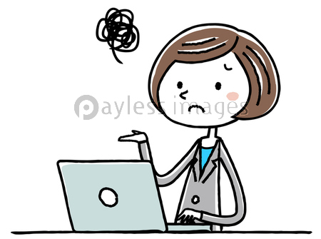 イラスト素材 ビジネス スーツの女性 パソコン 操作 困る ストックフォトの定額制ペイレスイメージズ