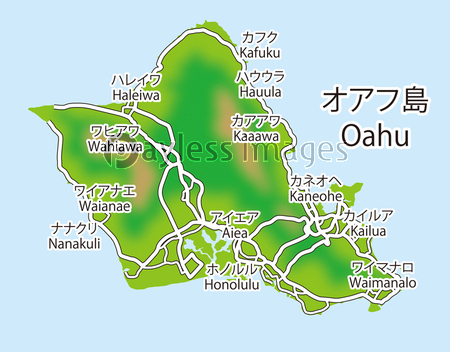 ハワイのオアフ島マップ 商用利用可能な写真素材 イラスト素材ならストックフォトの定額制ペイレスイメージズ