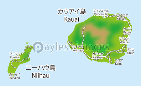 ハワイのカウアイ島とニーハウ島のマップ 商用利用可能な写真素材 イラスト素材ならストックフォトの定額制ペイレスイメージズ