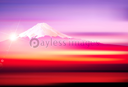 富士山 年賀状 風景 背景 ストックフォトの定額制ペイレスイメージズ