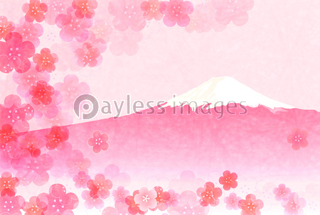富士山 梅 年賀状 背景の写真 イラスト素材 Xf3115195298