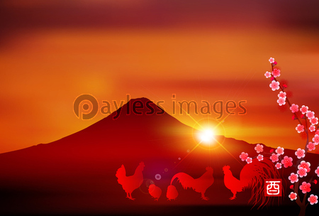 酉 富士山 年賀状 背景 商用利用可能な写真素材 イラスト素材ならストックフォトの定額制ペイレスイメージズ