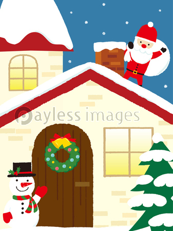 クリスマス 煙突に入るサンタ ストックフォトの定額制ペイレスイメージズ