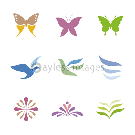蝶や鳥 花などをシンボル化したロゴにつかえるアイコンイラスト 商用利用可能な写真素材 イラスト素材ならストックフォトの定額制ペイレスイメージズ