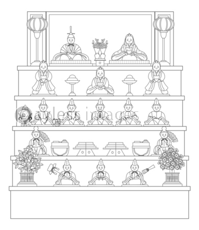 雛人形塗り絵 五段飾り 商用利用可能な写真素材 イラスト素材ならストックフォトの定額制ペイレスイメージズ
