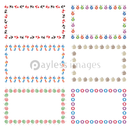 日本の夏の風物詩素材の飾り枠 ストックフォトの定額制ペイレスイメージズ