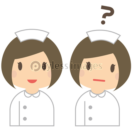 看護師 白衣の女性 おかっぱナ ス 笑顔とハテナ ストックフォトの定額制ペイレスイメージズ