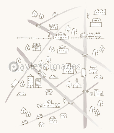 かわいい手描きシンプル地図イラスト ストックフォトの定額制ペイレスイメージズ