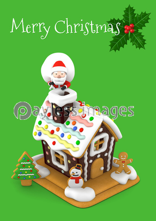 クリスマス お菓子の家とサンタクロース 3dイラスト ストックフォトの定額制ペイレスイメージズ