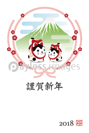 戌年 かわい縁起物 狛犬の置物 富士山 水引 年賀状イラスト 商用利用可能な写真素材 イラスト素材ならストックフォトの定額制ペイレスイメージズ