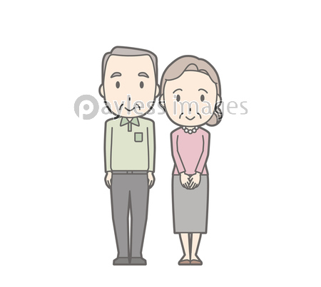 正面を向いて立っている老人夫婦のイラスト 商用利用可能な写真素材 イラスト素材ならストックフォトの定額制ペイレスイメージズ