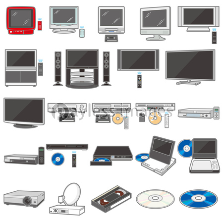 様々な電化製品のイラスト テレビ 録画機 ストックフォトの定額制ペイレスイメージズ