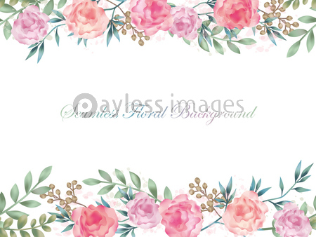 水彩風 花のシームレスな背景イラスト ストックフォトの定額制ペイレスイメージズ
