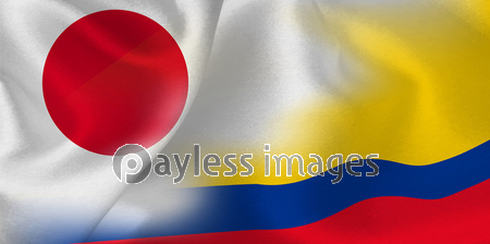 日本 コロンビア 国旗 サッカー ストックフォトの定額制ペイレスイメージズ