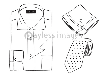 メンズビジネスアイテム Yシャツ ハンカチ ネクタイ イラスト ストックフォトの定額制ペイレスイメージズ