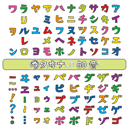 カタカナ フォント 50音表 縁取りカラー 商用利用可能な写真素材 イラスト素材ならストックフォトの定額制ペイレスイメージズ