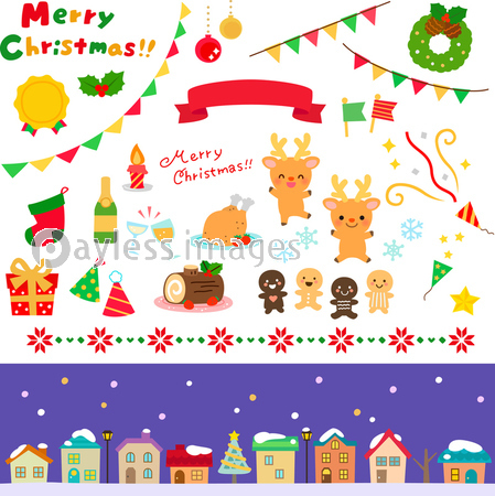クリスマスのデコレーションイラストセット ストックフォトの定額制ペイレスイメージズ